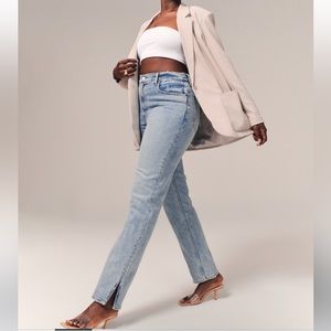 Abercrombie curve live 90s ultra high rise 90s straight split hem jean